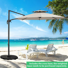 Load image into Gallery viewer, Ainfox 10ft Double Top Heavy-Duty Patio Cantilever Umbrella with Cross Base, Outdoor Large Offset Hanging Aluminum Rotation Sun Shade Umbrella with 360°Rotation Adjustable