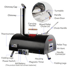 Load image into Gallery viewer, Black Pizza Oven Outdoor 12" Automatic Rotatable Pizza Ovens Portable Stainless Steel Wood Fired Pizza Oven Pizza Maker