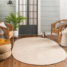 Load image into Gallery viewer, Cream Braided Faux Jute Outdoor Rug