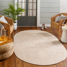 Load image into Gallery viewer, Cream Braided Faux Jute Outdoor Rug