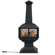 Load image into Gallery viewer, Large Black Outdoor Steel Chimenea Wood Burning Fire Pit