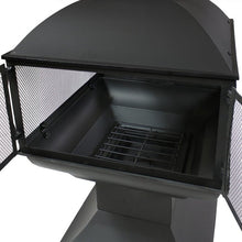 Load image into Gallery viewer, Large Black Outdoor Steel Chimenea Wood Burning Fire Pit
