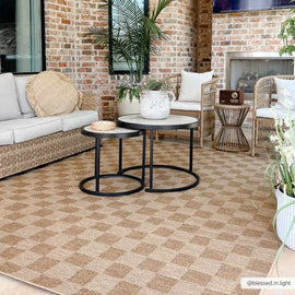Kuval Checkered Brown Outdoor Rug