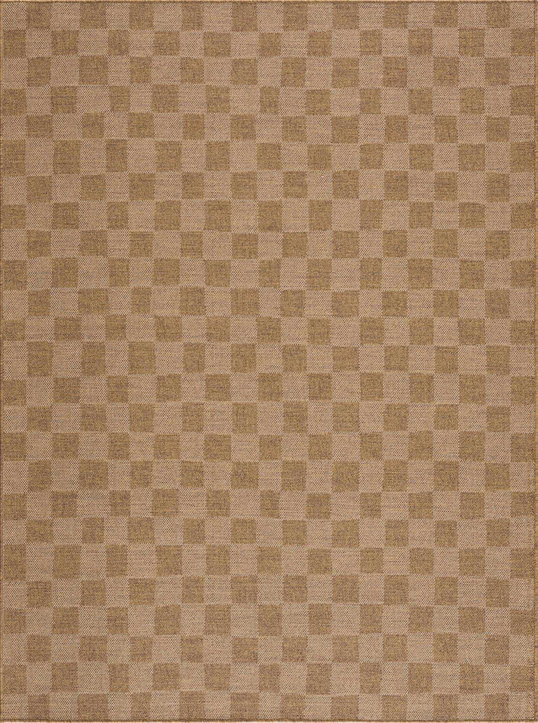 Kuval Checkered Brown Outdoor Rug