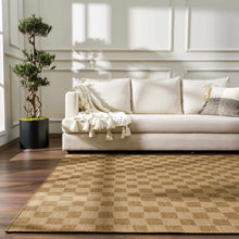 Load image into Gallery viewer, Kuval Checkered Brown Outdoor Rug
