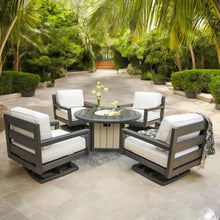 Load image into Gallery viewer, Palm Beach Poly Lumber Fire Pit Table Set Club Chairs