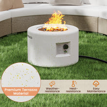 Load image into Gallery viewer, Round Terrazzo Propane Gas Fire Pit with Hideaway Tank Holder and Lava Rocks
