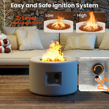 Load image into Gallery viewer, Round Terrazzo Propane Gas Fire Pit with Hideaway Tank Holder and Lava Rocks