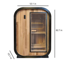 Load image into Gallery viewer, Panoramic Outdoor Sauna Room — Round Cedar Barrel Sauna with Glass Front