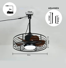 Load image into Gallery viewer, Industrial Style Ceiling Fan with Light and Remote Control Black Round Cage Outdoor Waterproof Fan with Hook for Patios Porch