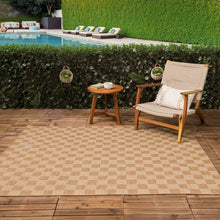 Load image into Gallery viewer, Kuval Checkered Brown Outdoor Rug