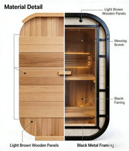Load image into Gallery viewer, Panoramic Outdoor Sauna Room — Round Cedar Barrel Sauna with Glass Front