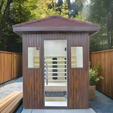 Load image into Gallery viewer, Panoramic Outdoor Sauna Room — Round Cedar Barrel Sauna with Glass Front