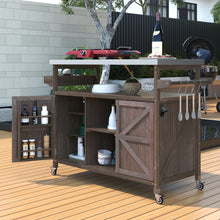 Load image into Gallery viewer, K&amp;K Outdoor Kitchen Island, Rolling Bar Cart &amp; Storage Cabinet