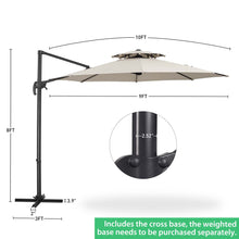 Load image into Gallery viewer, Ainfox 10ft Double Top Heavy-Duty Patio Cantilever Umbrella with Cross Base, Outdoor Large Offset Hanging Aluminum Rotation Sun Shade Umbrella with 360°Rotation Adjustable