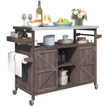 Load image into Gallery viewer, K&amp;K Outdoor Kitchen Island, Rolling Bar Cart &amp; Storage Cabinet