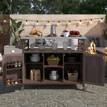 Load image into Gallery viewer, K&amp;K Outdoor Kitchen Island, Rolling Bar Cart &amp; Storage Cabinet