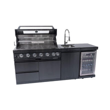 Load image into Gallery viewer, Castelle Flame Avalon 43-Inch 6-Burner 85K BTU Outdoor BBQ Kitchen Grill Island With Wine Fridge, Rotisserie Kit, And Sink (SAK23864)