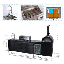 Load image into Gallery viewer, Black 125-Inch Double Stainless Steel Gas Outdoor Kitchen Grill