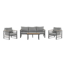Load image into Gallery viewer, 4-Pieces Outdoor Metal Patio Furniture Set with Cushions