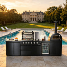 Load image into Gallery viewer, Black 125-Inch Double Stainless Steel Gas Outdoor Kitchen Grill