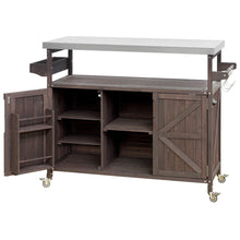 Load image into Gallery viewer, K&amp;K Outdoor Kitchen Island, Rolling Bar Cart &amp; Storage Cabinet