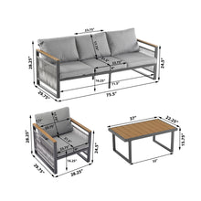 Load image into Gallery viewer, 4-Pieces Outdoor Metal Patio Furniture Set with Cushions
