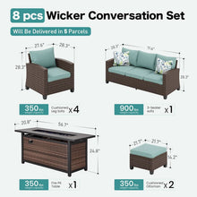 Load image into Gallery viewer, Brown Wicker Patio Furniture Set With Fire Pit Table