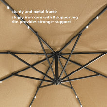 Load image into Gallery viewer, Outdoor Cantilever Patio Umbrella With 32 LED Lights 10 Ft Hanging Design Easy Open Adjustment Metal Frame - Taupe