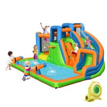 Load image into Gallery viewer, 7-in-1 Inflatable Giant Water Park Bouncer with Dual Climbing Walls and 735W Blower