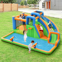 Load image into Gallery viewer, 7-in-1 Inflatable Giant Water Park Bouncer with Dual Climbing Walls and 735W Blower