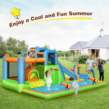 Load image into Gallery viewer, 7-in-1 Inflatable Giant Water Park Bouncer with Dual Climbing Walls and 735W Blower