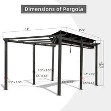 Load image into Gallery viewer, [11X16FT] Outdoor Retractable Backyard Aluminum Metal Pergola Gazebo With Roof (SAK16804)