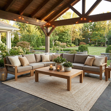 Load image into Gallery viewer, Cream Braided Faux Jute Outdoor Rug
