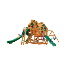 Load image into Gallery viewer, Premium Cedar Wood Swing Set With 3 Play Decks 3 Slides And Monkey Bars (SAK21486)