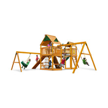 Load image into Gallery viewer, Premium Cedar Wood Swing Set With Tower Tire Swing Slide Ramp And Clatter Bridge (SAK85961)