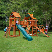 Load image into Gallery viewer, Premium Cedar Wood Swing Set With Tower Tire Swing Slide Ramp And Clatter Bridge (SAK85961)