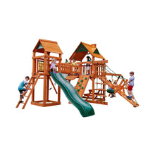 Load image into Gallery viewer, Premium Cedar Wood Swing Set With Tower Tire Swing Slide Ramp And Clatter Bridge (SAK85961)