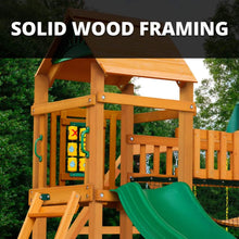 Load image into Gallery viewer, Premium Cedar Wood Swing Set With Tower Tire Swing Slide Ramp And Clatter Bridge (SAK85961)