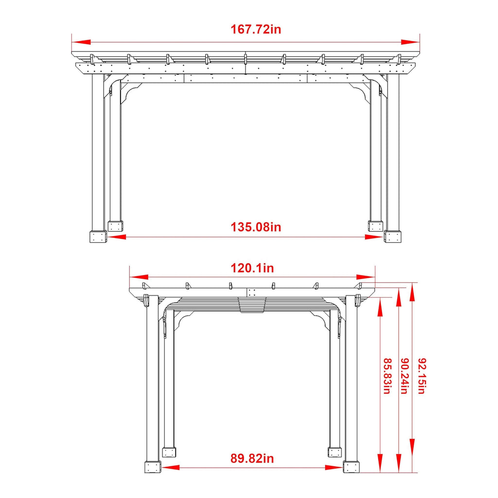 Alora Premium Outdoor Cedar Wood Pergola With Slatted Roof (SAK87024)